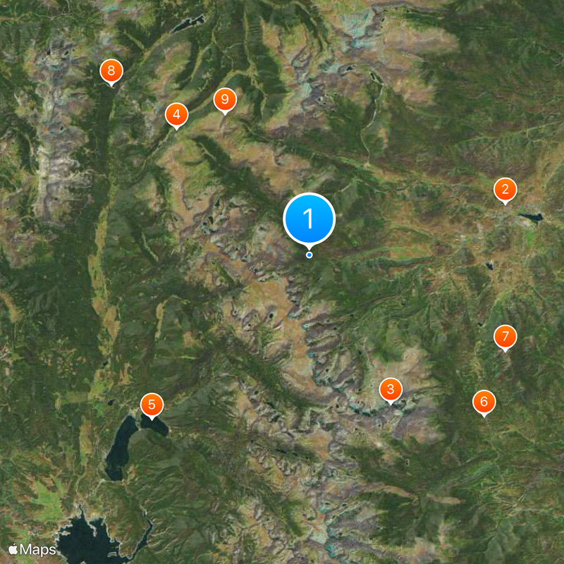 Parque nacional de las Montañas Rocosas Mapa