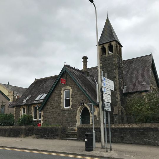 Former Priory Street School with walls and railings