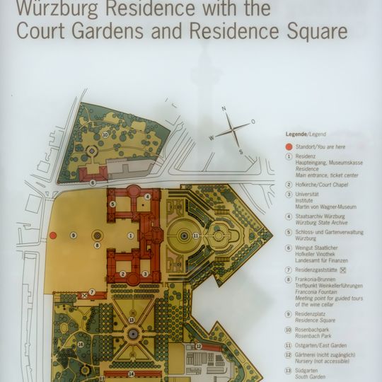 Résidence de Wurtzbourg avec les jardins de la Cour et la place de la Résidence