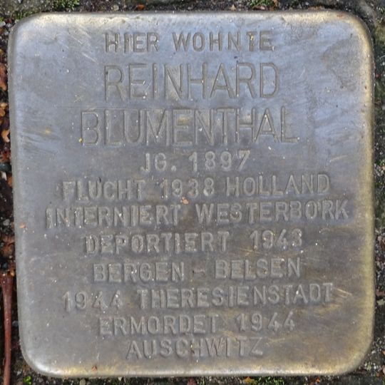 Stolperstein dedicated to Reinhard Blumenthal