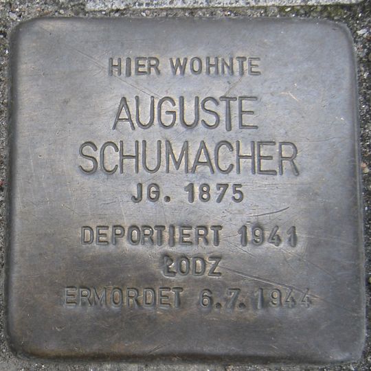 Stolperstein en memoria de Auguste Schumacher
