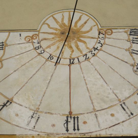 Meridiana, opera d'arte, torre dell'orologio, murale, orologio