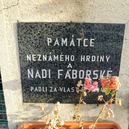 Pamětní deska Nadi Fáborské na domě Na Míčánce 1536/38 v Dejvicích
