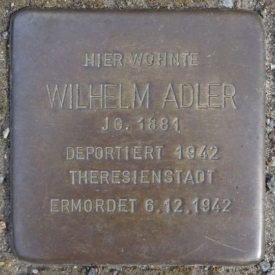 Stolperstein dedicated to Wilhelm Adler