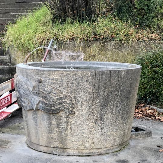 Granit-Brunnen mit Relief "Fische"