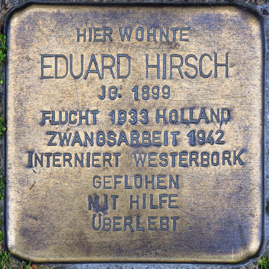 Stolperstein dedicated to Eduard Hirsch