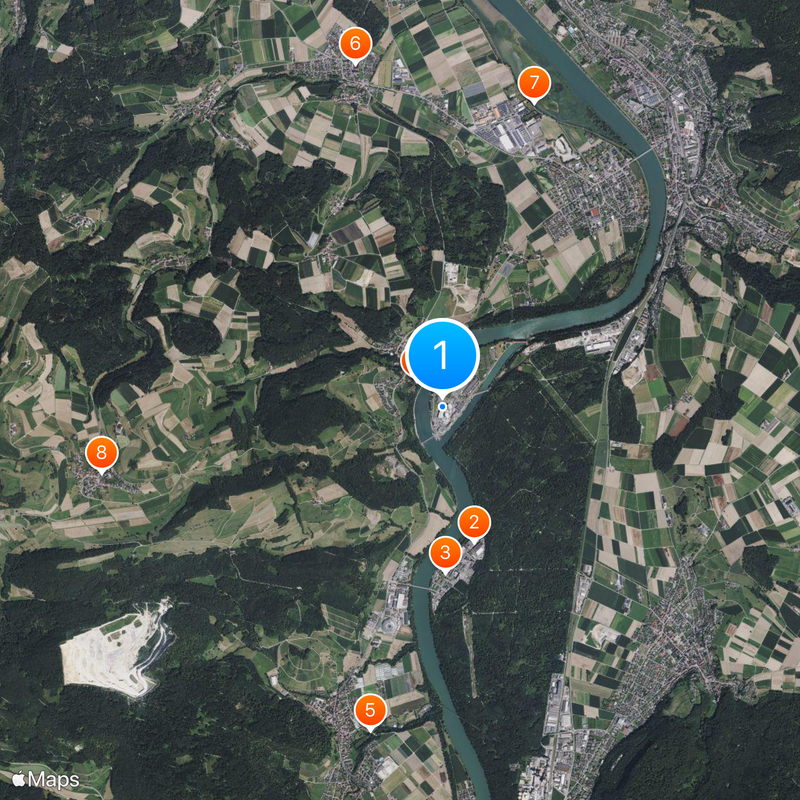 Beznau Nuclear Power Plant Map