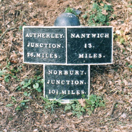 Shropshire Union Canal Milepost Circa 160 Metres South Of Bridge Number 61 At Sj 685 335
