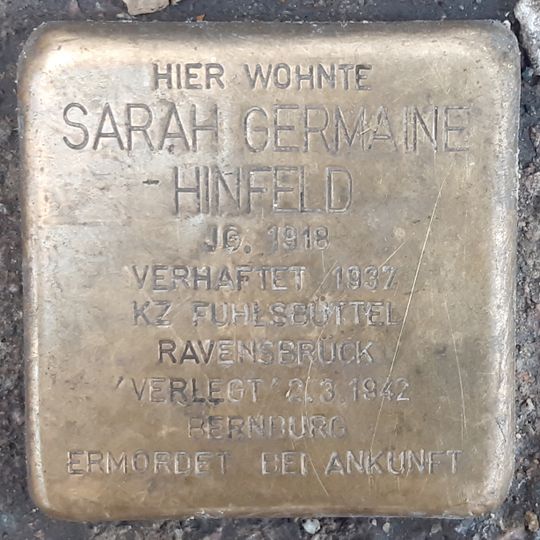 Stolperstein en memoria de Sarah Germaine Hinfeld
