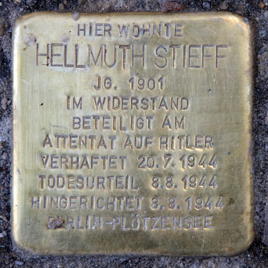 Stolperstein dedicated to Hellmuth Stieff