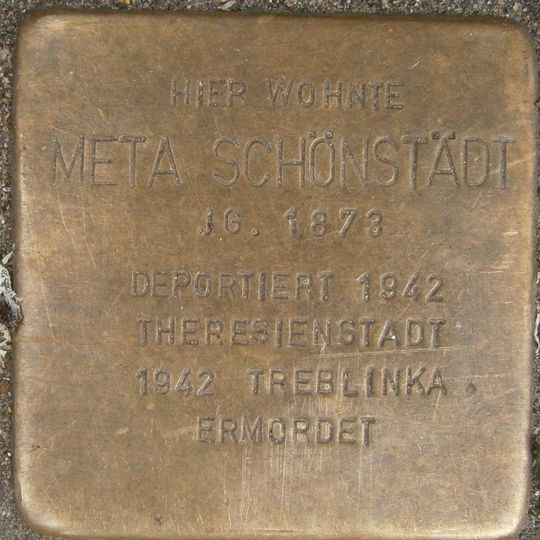 Stolperstein dedicated to Meta Schönstädt
