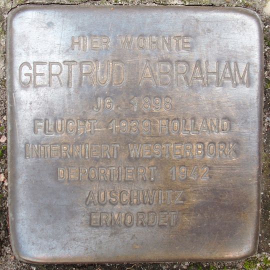 Stolperstein dedicated to Gertrud Abraham