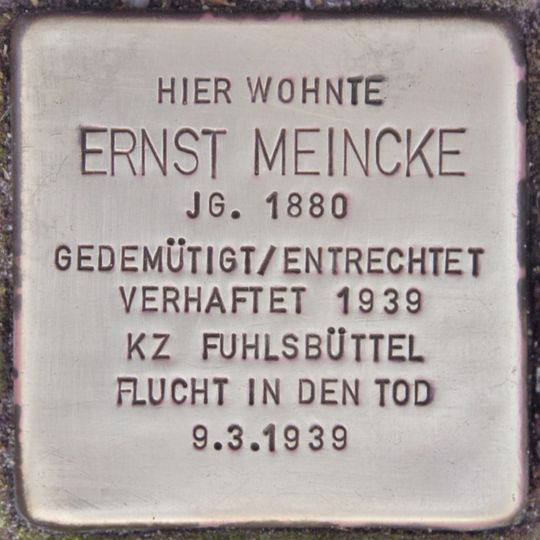 Stolperstein en memoria de Ernst Meincke