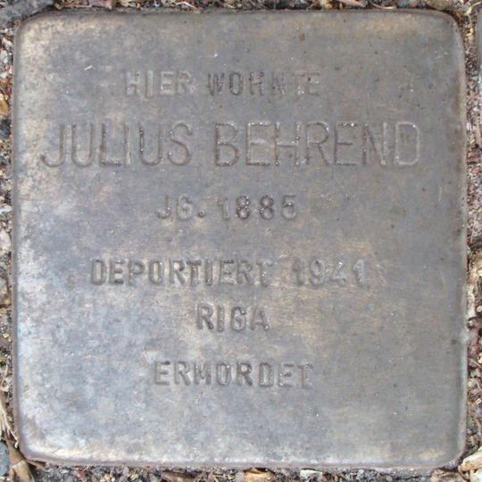 Stolperstein dedicated to Julius Behrend