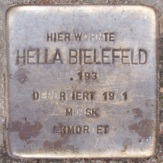 Stolperstein dedicated to Hella Bielefeld