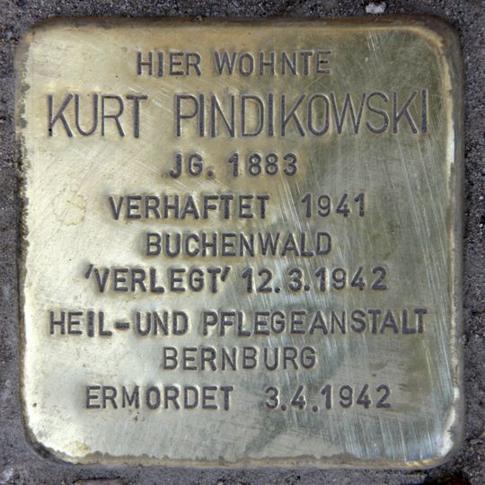 Stolperstein dedicated to Kurt Pindikowski