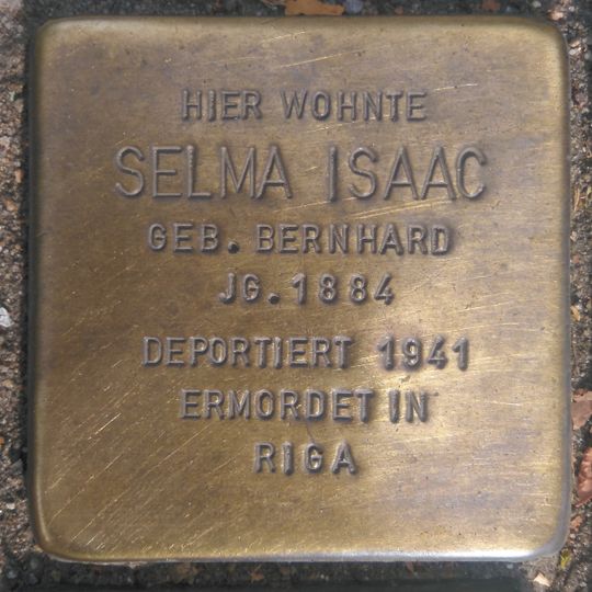 Stolperstein en memoria de Selma Isaac