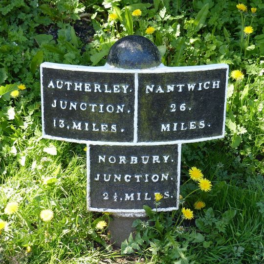 Milepost Shropshire Union Canal 2.5 Miles To South Of Norbury Junction