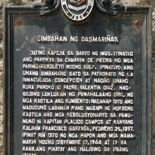Church of Dasmariñas historical marker
