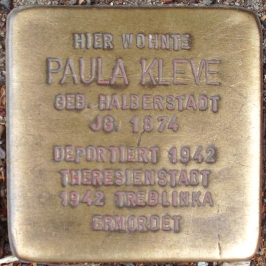 Stolperstein dedicated to Paula Kleve