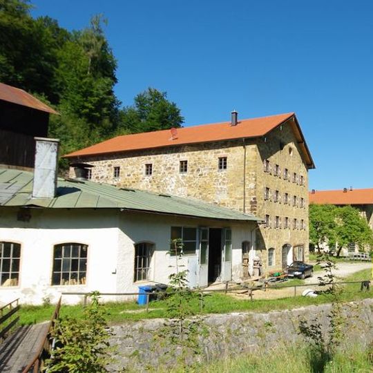 Ehemals Hochofen- und Produktionsgebäude des Berg- und Hüttenwerks Achthal, sogenannte Gießerei