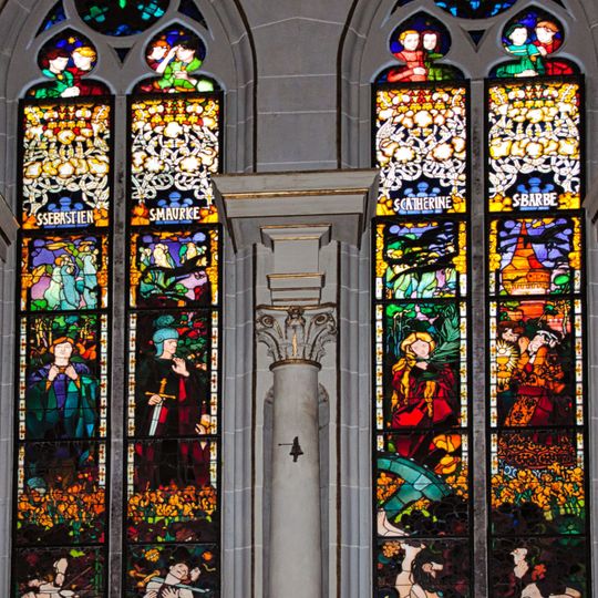 Märtyrerfenster in der Kathedrale von Freiburg, Schweiz