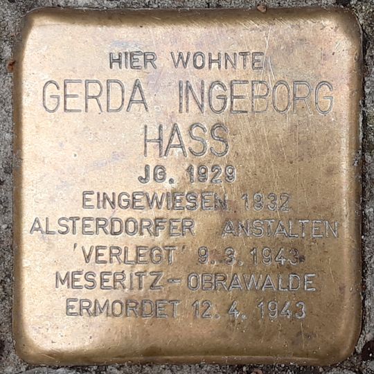 Stolperstein en memoria de Gerda Ingeborg Hass