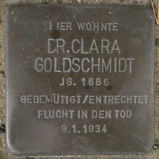 Stolperstein dedicated to Clara Goldschmidt