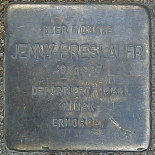 Stolperstein dedicated to Jenny Breslauer