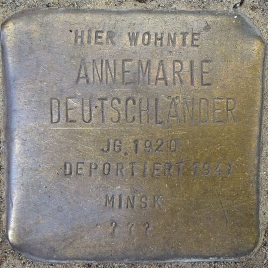 Stolperstein dedicated to Annemarie Deutschländer