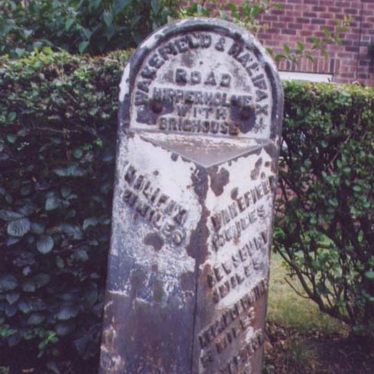 Milestone, Wakefield Road, Hipperholme, in front of Nos 24 & 26