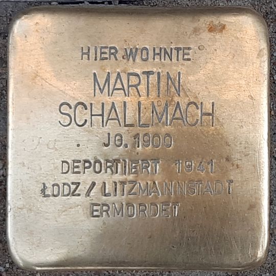 Stolperstein dedicated to Martin Schallmach