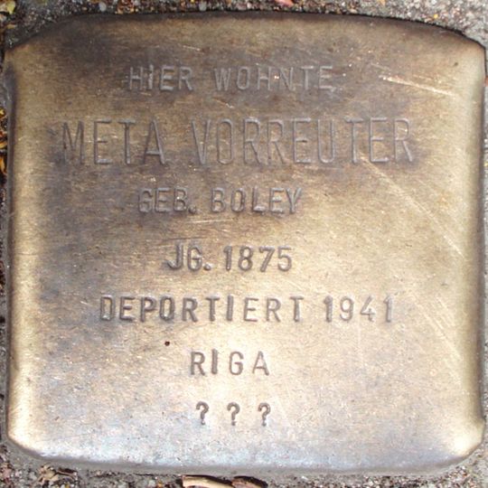 Stolperstein dedicated to Meta Vorreuter