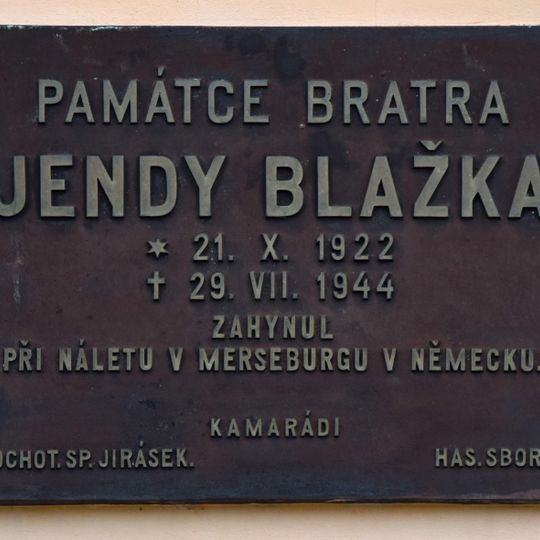 Pamětní deska Jendy Blažka