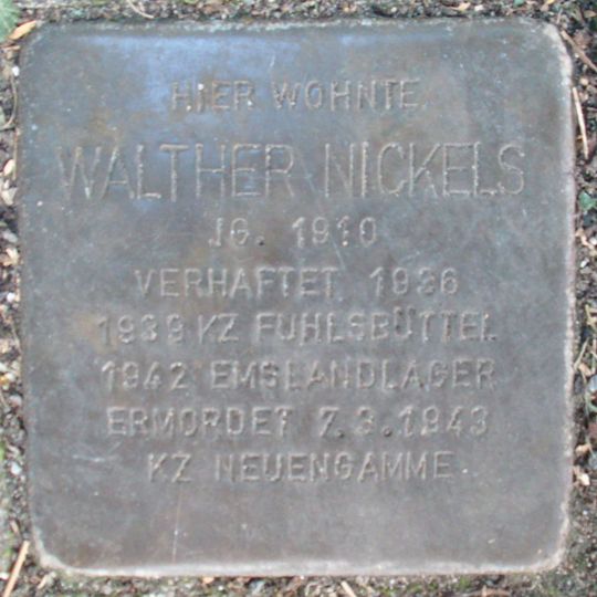 Stolperstein à la mémoire de Walther Nickels