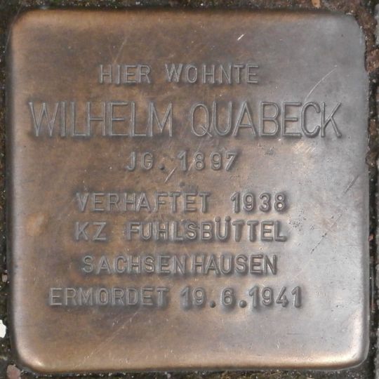 Stolperstein à la mémoire de Wilhelm Quabeck