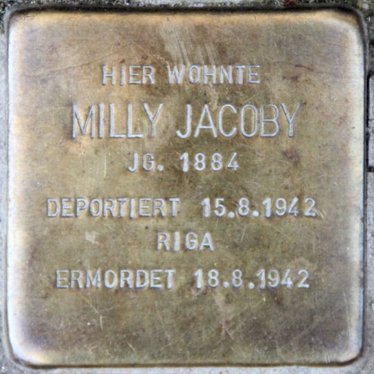 Stolperstein dedicated to Milly Jacoby
