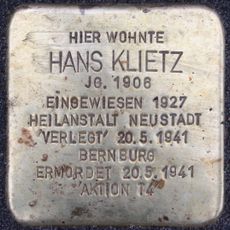 Stolperstein à la mémoire de Hans Klietz