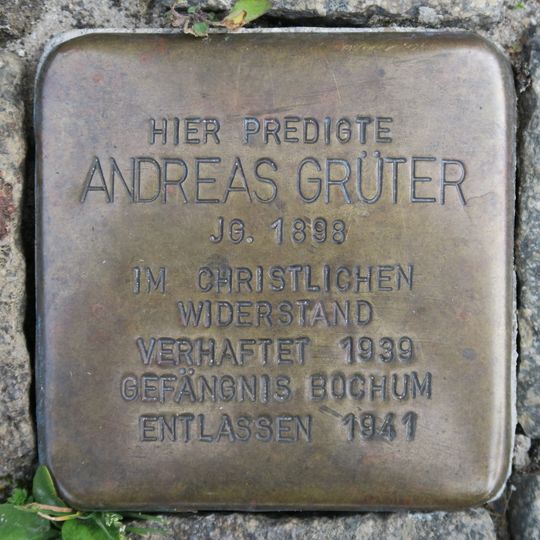 Stolperstein dedicated to Andreas Grüter