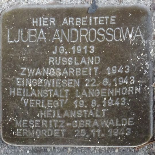 Stolperstein en memoria de Ljuba Androssowa