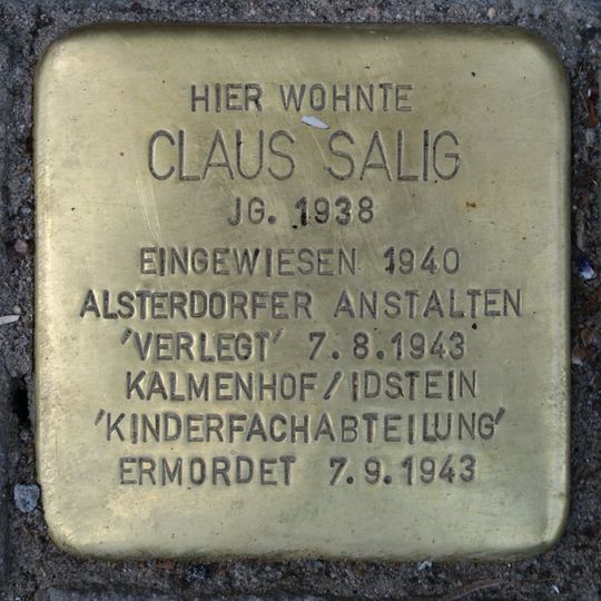Stolperstein dedicated to Claus Salig