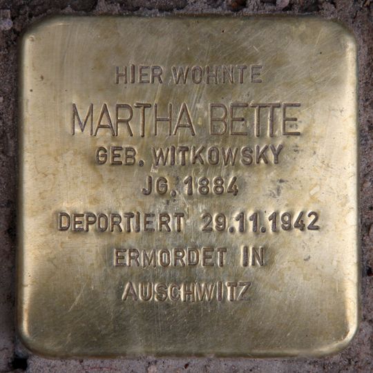 Stolperstein dedicated to Martha Bette
