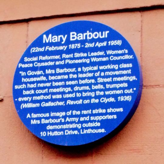 Commemorative plaque to Mary Barbour