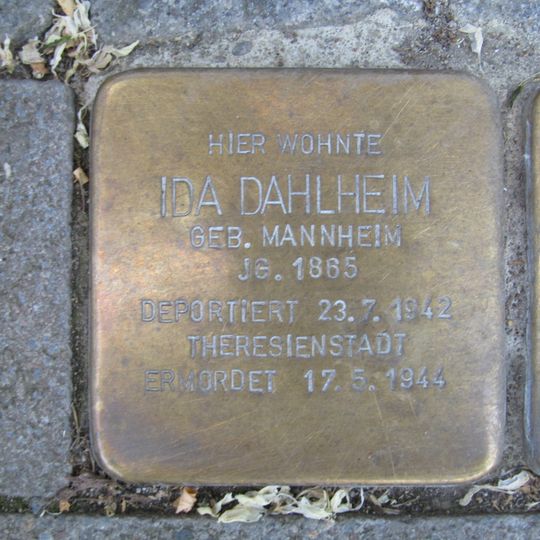 Stolperstein dedicated to Ida Dahlheim