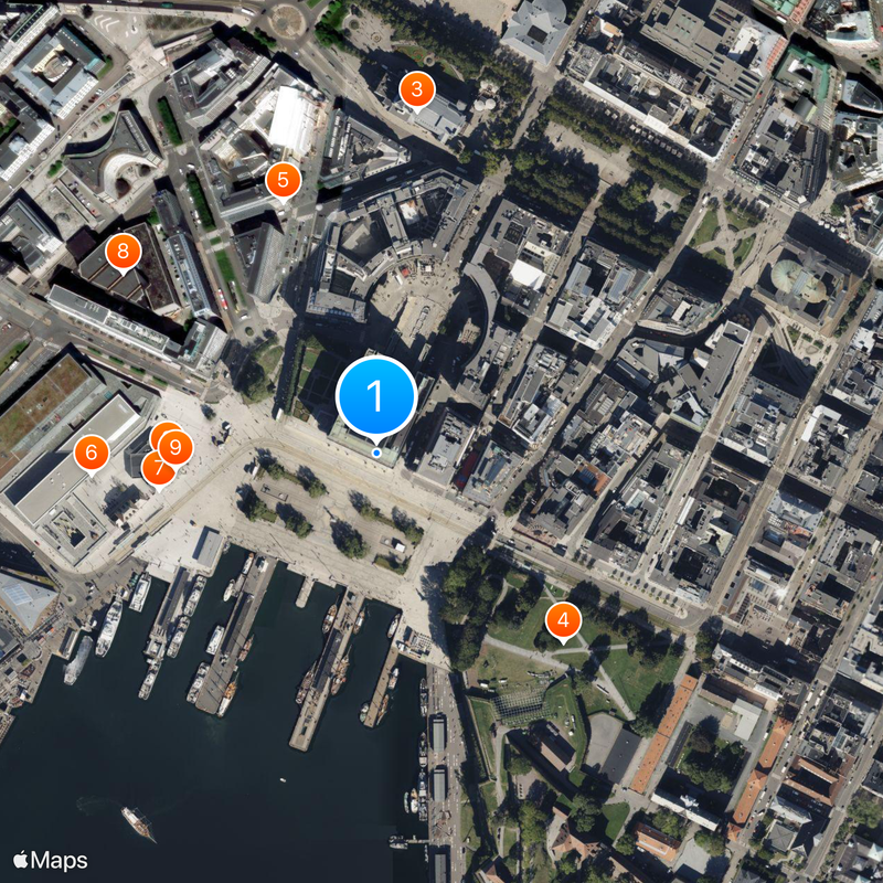 Rathaus von Oslo Karte