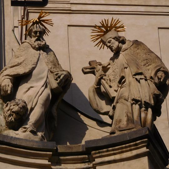 Statues on the facade of Church of St. Gallus