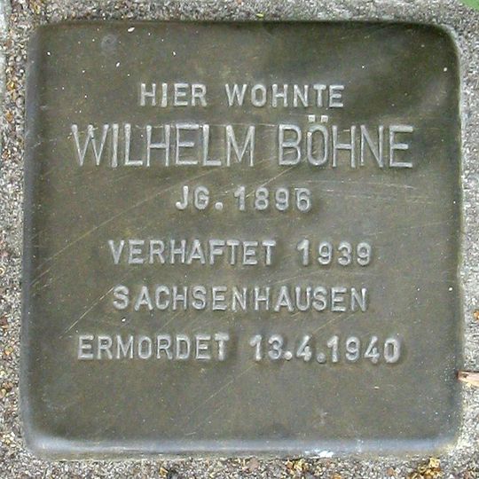 Stolperstein en memoria de Wilhelm Böhne