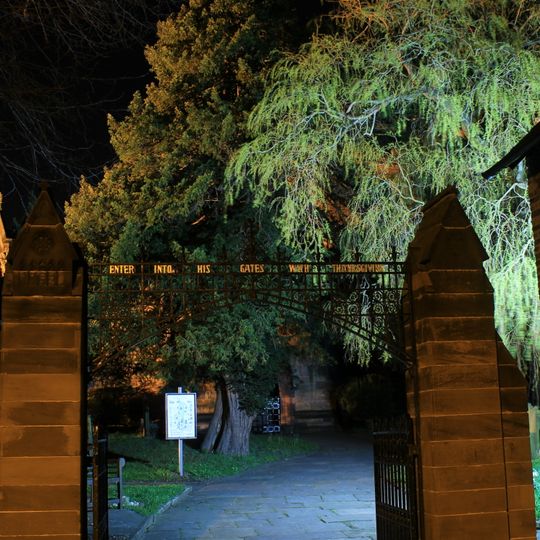 Entrance Gates and Churchyard Walls at Saint Deiniol's Parish Church, Church Lane