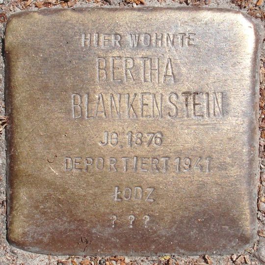 Stolperstein dedicated to Bertha Blankenstein