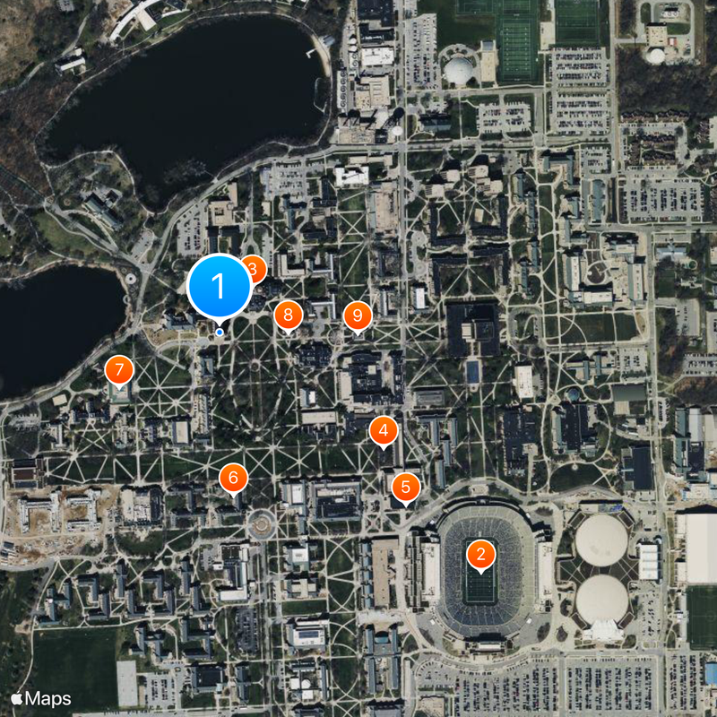 Basilica of the Sacred Heart, University of Notre Dame Map